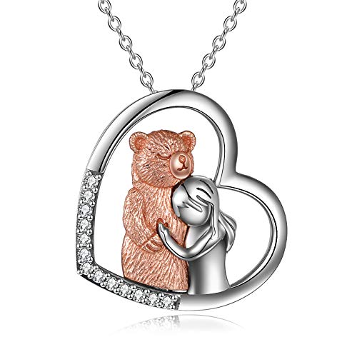 YFN Bär Halskette Sterling Silber Mama Bären Anhänger Schmuck Geschenke für die Tochter Mutter Tochter Paar Damen Mädchen von YFN