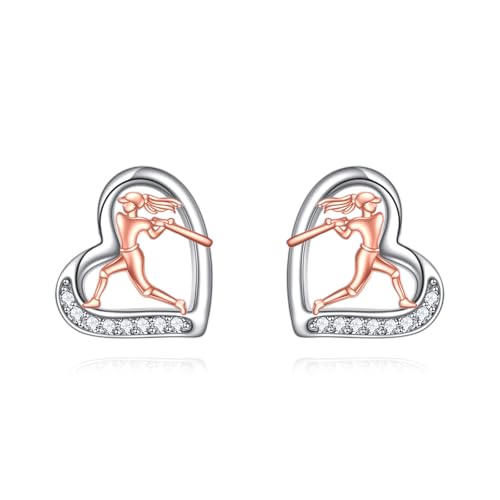 YFN Baseball Ohrringe Sterling Silber Sport Ohrstecker Schmuck Geschenke für Frauen Baseball Liebhaber von YFN