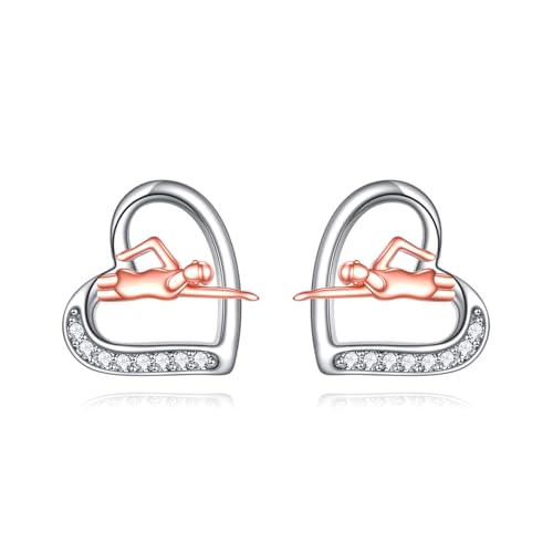 YFN Schwimmen Ohrringe Sterling Silber Sport Ohrstecker Ohrringe Schwimmen Schmuck Geschenk für Frauen Schwimmer von YFN