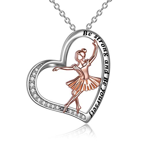 YFN Ballett Halskette 925 Sterling Silber Ballerina Anhänger Sport Tanz Schmuck Geschenk für Damen Tochter von YFN