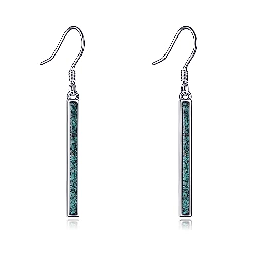 YFN Bar Ohrringe Sterling Silber Stab Hängen Tropfen Ohrringe Türkis Schmuck Geschenke für Damen von YFN