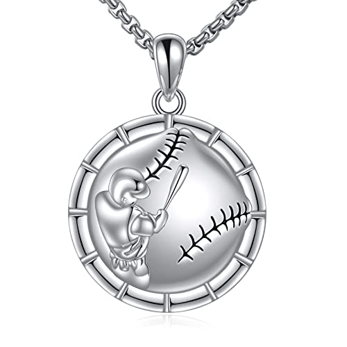 YFN Baseball Halskette Sterling Silber Baseball Anhänger Schmuck Baseball Geschenke für Damen Herren Jungen Baseball Liebhaber von YFN