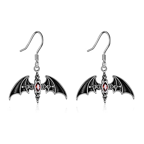 YFN Fledermaus Halskette Sterling Silber Gothic Vampir Anhänger Ohrringe Ringe Gothic Schmuck Halloween Geschenk Für Damen Mädchen von YFN