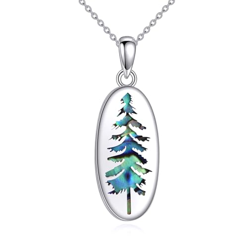 YFN Baum Kette Sterling Silber Blatt Anhänger Halskette Tannenbaum Schmuck für Damen Herren Geschenke für Naturliebhaber von YFN