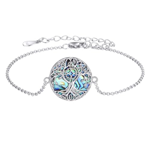 YFN Baum des Lebens Armband Sterling Silber Abalone Shell Baum des Lebens Armband Schmuck Geschenke für Damen Mädchen (Hexenknoten) von YFN