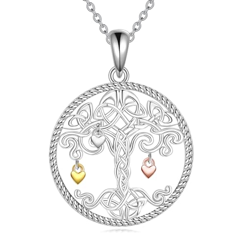 YFN Baum des Lebens Halskette 925 Sterling Silber Lebensbaum Anhänger Familie Baum Schmuck Andenken Geschenk für Damen Ehefrau Freundinnen von YFN