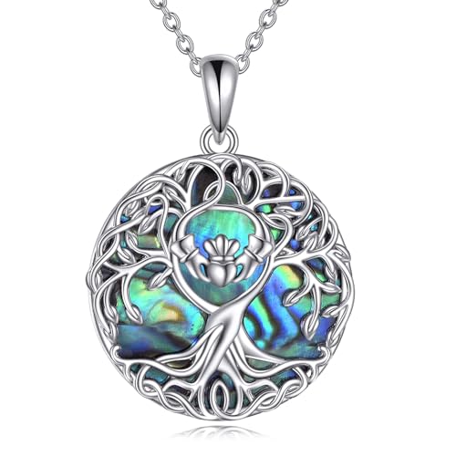 YFN Baum des Lebens Halskette Sterling Silber Claddagh Baum Anhänger Schmuck Irish Claddagh Geschenke für Damen Herren von YFN