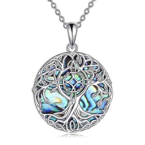 YFN Baum des Lebens Halskette Sterling Silber Hexen Knoten Baum Anhänger Kette Irische Hexe Schmuck Geschenke für Damen Herren von YFN