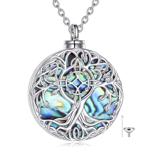 YFN Baum des Lebens Urne Halskette Sterling Silber Hexen Knoten Asche Anhänger Kremation keltischen Schmuck Keepsake Geschenke für Damen Herren von YFN