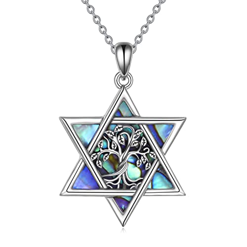 YFN Baum des Lebens Halskette Sterling Silber Keltischer Schmuck für Frauen Geburtstag Weihnachten Jubiläum Schmuck Geschenke für Frauen (Multi-Davidstern-Halskette) von YFN