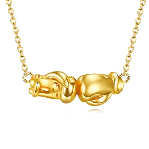YFN Boxen Kette Sterling Silber Boxhandschuh Anhänger Halskette Boxen Schmuck für Damen Boxen Geschenke für Damen von YFN