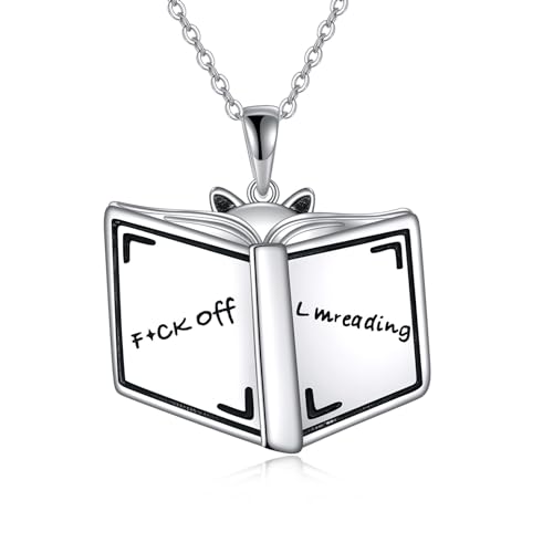 YFN Buchliebhaber Halskette 925 Sterling Silber Leseschmuck Buchclub Geschenk Leseliebhaber Geschenk Bibliothekar Geschenk Bücherwurm Geschenk von YFN