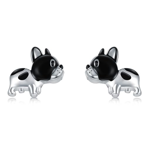 YFN Bulldogge Ohrringe 925 Sterling Silber Französische Bulldogge Ohrstecker Hundeschmuck Geschenke für Hundeliebhaber Frauen Mädchen von YFN