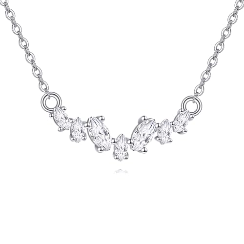 YFN CZ Kette aus Sterlingsilber mit zierlichem Zirkonia-Tennis-Anhänger Zierlicher Tennis-Schmuck Minimalistisches Geschenk für Frauen von YFN