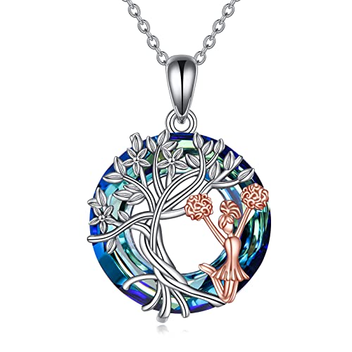 YFN Cheerleader Halskette Sterling Silber Cheer Kristall Anhänger Kette Baum des Lebens Schmuck Geburtstag Graduierung Geschenke für Damen YFN Cheerleader Halskette Sterling Silber Cheer Kristall Anhänger Kette Baum des Lebens Schmuck Geburtstag Graduierung Geschenke für Damen von YFN