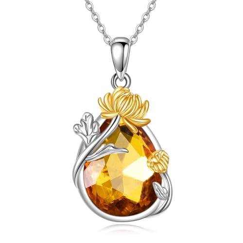 YFN Chrysantheme Kette Sterling Silber November Birthstone Anhänger Halskette Citrin Schmuck für Frauen November Geburtstag Geschenke YFN Chrysantheme Kette Sterling Silber November Birthstone Anhänger Halskette Citrin Schmuck für Frauen November Geburtstag Geschenke von YFN