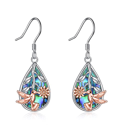 YFN Colibri Ohrringe für Damen, Sterlingsilber, Daisy Teardrop Abalone Shell Jewelry Christmas Gifts Hypoallergen, Sterling Silber, Kein Edelstein von YFN