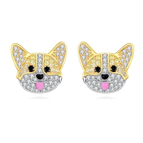 YFN Corgi Ohrringe Sterling Silber Hund Ohrstecker Schmuck Geschenke für Damen von YFN