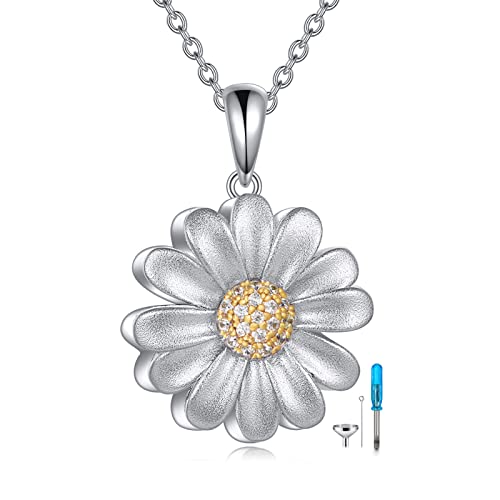 YFN Gänseblümchen Urnenhalskette für Asche Sterling Silber Einäscherung Halskette Schmuck für geliebte Menschen Frauen Haustier Memorial Keepsake(2) von YFN