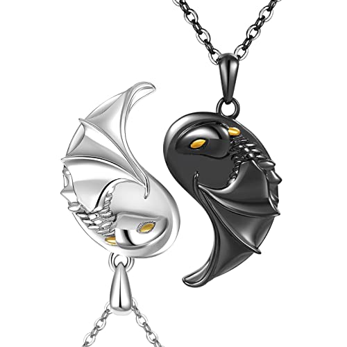 YFN Drache Halskette Sterling Silber Yin Yang Drache Anhänger Passende Schmuck für 2 Geschenke für Paar Freunde Damen Herren von YFN