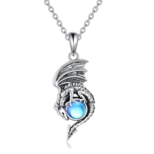 YFN Dragon Urn Halskette Sterling Silber Kremation Mondstein Schmuck für Asche Womenr Männer(Urne) von YFN