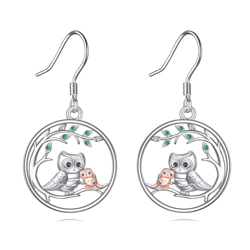 YFN Eulen Ohrringe 925 Sterling Silber Mutter Tochter Ohrringe Lebensbaum Schmuck Geschenke für Frauen Mum von YFN