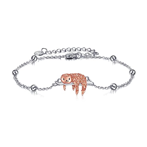 YFN Faultier-Armbänder für Damen, Sterlingsilber, verstellbares Armband, Faultier-Schmuck, Geschenke für Frauen und Mädchen, 17,8 cm + 5,1 cm von YFN