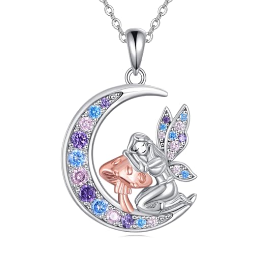 YFN Fee Halskette Sterling Silber Fee Anhänger Halskette Feenschmuck für Frauen Mädchen Fee Geschenke für Mama Tochter von YFN