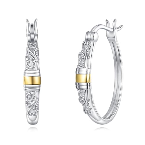 YFN Filigrane Ohrringe Sterling Silber vergoldet zweifarbig Creolen Filigran Schmuck Geschenke für Damen von YFN