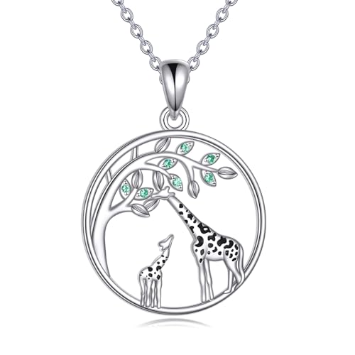 YFN Giraffen Halskette 925er Sterling Silber Giraffen Kette Mutter Tochter Anhänger Tier Schmuck Geschenk für Damen Mutter von YFN