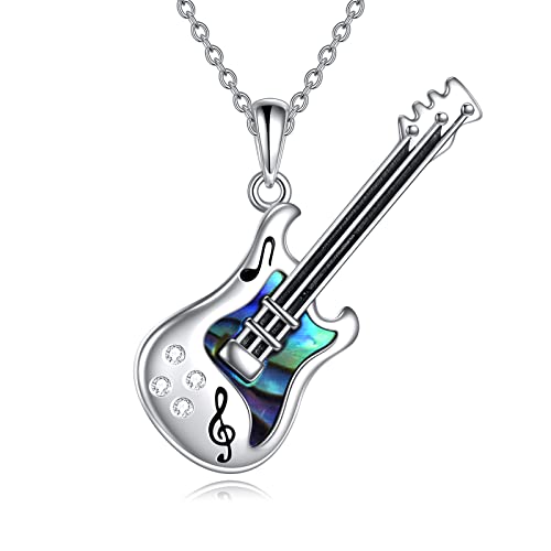 YFN Gitarre Halskette Sterling Silber Gitarre Anhänger Kette Punk Musik Schmuck Bank Geschenke Für Herren Damen von YFN