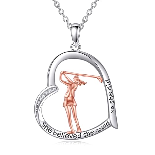 YFN Golf Halskette Sterling Silber Für Frauen Sportschmuck Motivationsgeschenke von YFN