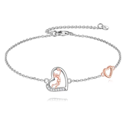 YFN Gymnastik Armband 925 Sterling Silber Rose Gold Turner Armband Sportschmuck Geschenke für Frauen Turnerinnen (Volleyball) von YFN