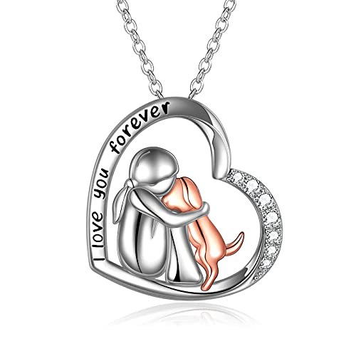 YFN Halskette mit Anhänger aus Sterlingsilber, Hundeliebhaber, Gedenkgeschenke für Frauen (Silber-Hundekette ich liebe dich) von YFN