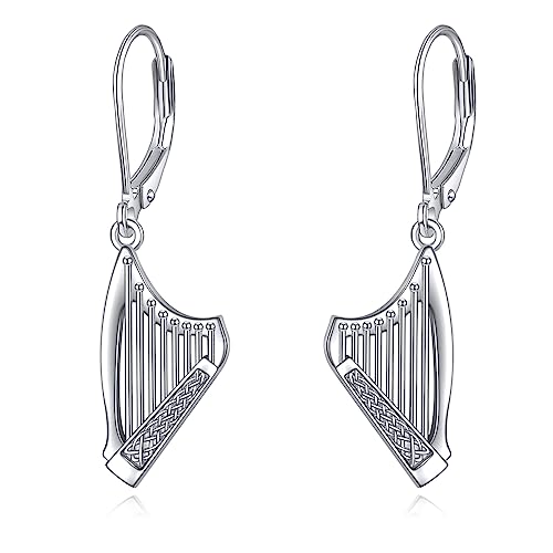 YFN Harfe Ohrringe Sterling Silber Baumeln Hängend Tropfen Ohrringe Musikschmuck Harfe Geschenke für Damen Herren Harfe Liebhaber von YFN