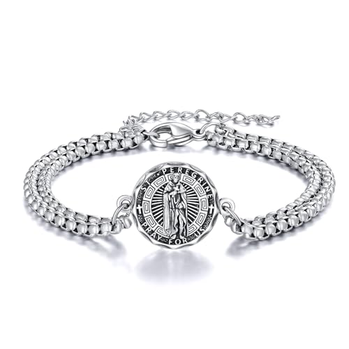 YFN Heiliger Peregrine Armband Sterling Silber Religiöser Beschützer Armband St Peregrine Schmuck Geschenk für Damen Herren von YFN