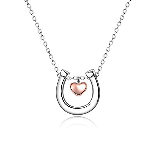YFN Hufeisen Halskette 925 Sterling Silber Pferde Anhänger Modeschmuck Geschenke für Damen Mädchen (Horseshoe Ⅱ) von YFN