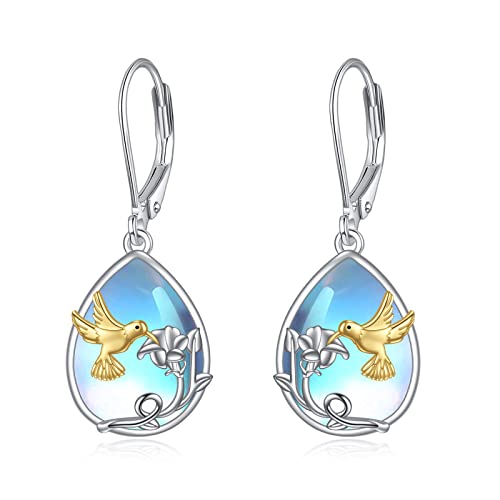 YFN Hummingbird Ohrringe Vogel Teardrop Dangle Leverback Ohrringe 925 Sterling Silber Hummingbird Schmuck Geschenke für Frauen Mädchen von YFN