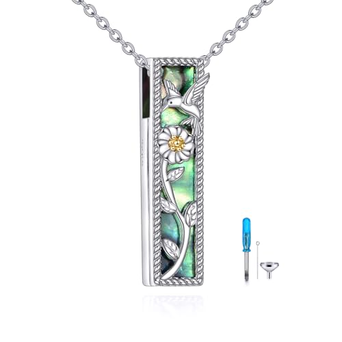 YFN Hummingbird Urn Halsketten für Asche Sterling Silber Hummingbird Bar Kremation Schmuck für Asche Erinnerung Schmuck für Frauen Männer von YFN