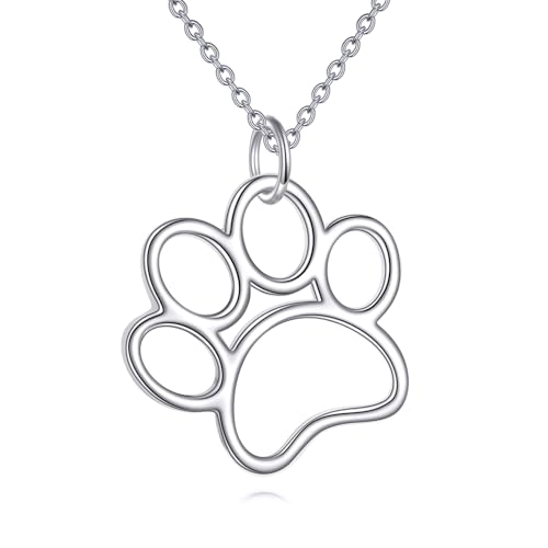 YFN Hundepfotenabdruck Halskette für Frauen 925 Sterlingsilber Katzenpfotenabdruck Anhänger mit 18+2" Kette Haustierliebhaber Halskette Gedenkschmuck mit Geschenkbox von YFN