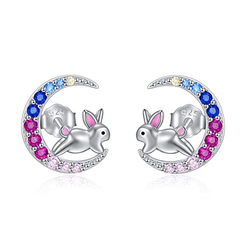 YFN Kaninchen Ohrringe Sterling Silber Hase Mond Ohrstecker Schmuck Geschenke für Damen Mädchen von YFN