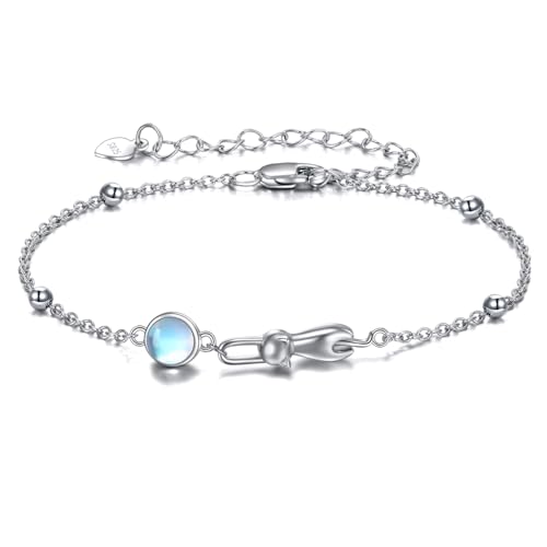 YFN Katze Armband Sterling Silber Mondstein Stern Katze Armband Schmuck Katze Geschenke Für Katze Armband Für Damen 925 Sterling Silber Schmuck Geschenk von YFN