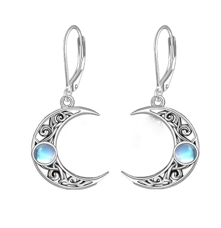 Mondstein Halbmond Ohrringe für Frauen Sterling Silber Keltische Mond Ohrringe Irischer Schmuck Geschenke für Mädchen Mutter Tochter Schwester Hypoallergen (3) von YFN