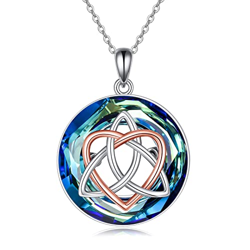 YFN Keltischer Schmuck für Damen Sterling Silber Viel Glück Keltischer Knoten Irische Halskette mit blauem Kristall Schmuck Geschenke für Damen Herren von YFN