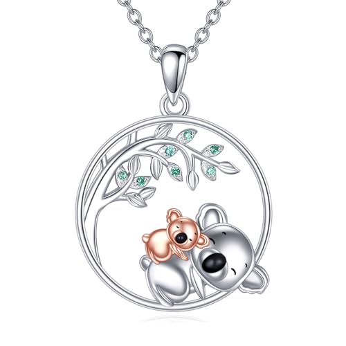 YFN Koala Halskette Sterling Silber Koala Kette Mutter Tochter Anhänger Tier Schmuck Geschenk für Damen Mütter von YFN