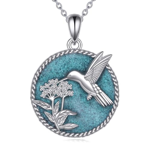 YFN Kolibri Halskette für Frauen 925 Sterlingsilber Zarter Vogel Anhänger Schmuck Geschenk, Verstellbare 18"+2" Kette, Zierlicher Charm Halskette für Mama, Oma, Sie (Geschenkbereit) von YFN