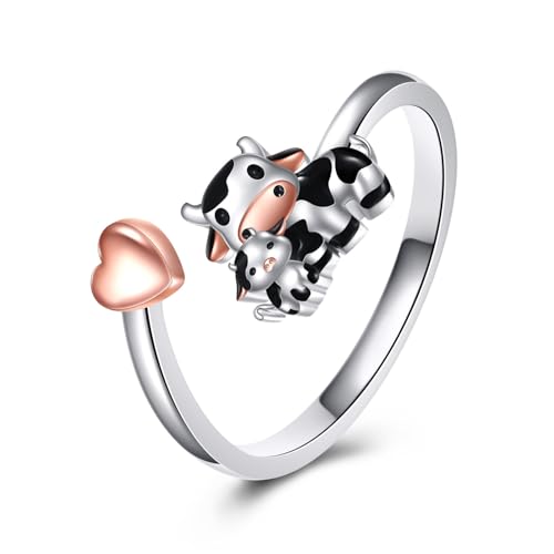 YFN Kuh Ring Sterling Silber Tier Ring Kuh Schmuck Geschenk für Damen Mutter von YFN
