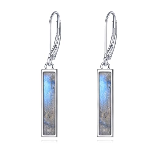 YFN Labradorit Bar Ohrringe für Frauen Sterling Silber Leverback Ohrringe Larimar Schmuck Geschenk(braun 2) von YFN