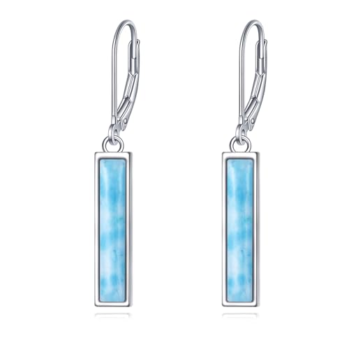 YFN Larimar Bar Ohrringe für Frauen Sterling Silber Leverback Ohrringe Larimar-Schmuck Geschenk für Mädchen von YFN