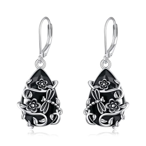 YFN Libelle Ohrringe Sterling Silber Schwarz Turmalin Tropfen Ohrringe Kristall Heilung Schmuck Geistigen Schutz Geschenke für Damen Mädchen YFN Libelle Ohrringe Sterling Silber Schwarz Turmalin Tropfen Ohrringe Kristall Heilung Schmuck Geistigen Schutz Geschenke für Damen Mädchen von YFN